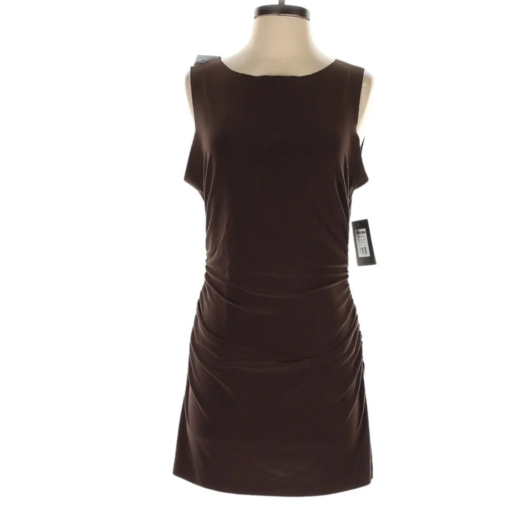 Norma Kamali Chocolate Brown SLEEVELESS PICKLEBALL MINI DRESS